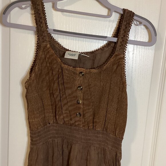 Rainforest Cafe Women's Mini Dress Size S Chocolate Brown Boho Bohemian Hippie - Picture 2 of 9